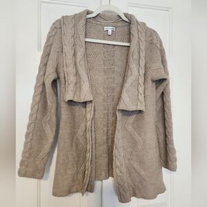 Croft & Barrow Tan Open Front Cable Knit Women's Sweater  Size M